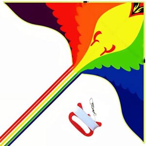 Kite for Kids & Adults, Kites for Kids Ages 4-8 or 8-12 Colorful Bird Kites Easy to Fly with 5 Colorful Ribbons and 330ft Kite String, Extremely Easy Assemble