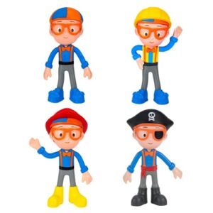 Blippi 4 Bundle Pack Bendable Toy Figures – Features, Firefighter, Construction, and Pirate Toys for Preschoolers and Young Children