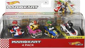 Mario Kart Characters and Karts as Hot Wheels Die-Cast Toy Cars 4-Pack [Amazon Exclusive]