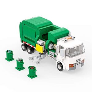 Building Boat Garbage Truck Building Kits,Trash Truck Building Blocks with 3 Trash Cans,Sanitation Truck Building Toys,Children’s Day Gift (379 Pieces)