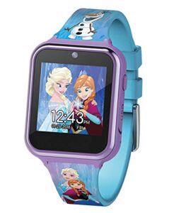 Accutime Kids Disney Frozen Anna Elsa Turquoise Educational Touchscreen Smart Watch Toy for Girls, Boys, Toddlers – Selfie Cam, Learning Games, Alarm, Calculator, Pedometer & More (Model: FZN4151AZ)