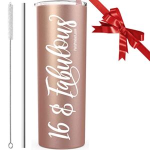 PARIS PRODUCTS CO. As Seen On FOX, ABC, NBC, CBS NEWS — 20 Oz Stainless Steel Tumbler 16th Birthday Gifts For Girls, Sweet 16 Birthday Decorations, 16 Year Old Gift Christmas Stocking Stuffers