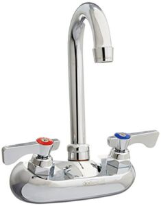 Krowne 10-400L Silver Series 4″ Center Wall Mount Faucet, 3-1/2″ Gooseneck Spout