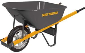 True Temper R6STSP25 Never Flat Tire Steel Wheelbarrow, 6 Cubic Foot