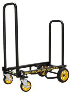 Rock-N-Roller R2RT (Micro) 8-in-1 Folding Multi-Cart/Hand Truck/Dolly/Platform Cart/26″ to 39″ Telescoping Frame/350 lbs. Load Capacity, Black