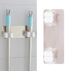 Diydeg Double-Buckle Transparent Broom and Mop Holder Wall Mounted, Laundry Room Organization and Storage, Durable and Long-Lasting for Storing Mop, Broom Living Room(#1)