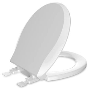 Round Toilet Seat with Slow Close, No Wiggle, Easy Install & Easy Clean, Plastic, White
