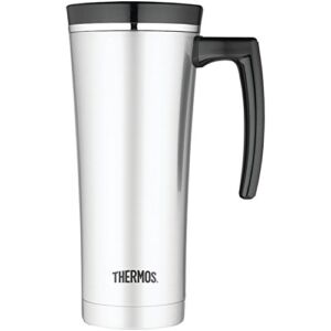Thermos Thermos 16 ounce vacuum insulated travel mug black, 8 Ounce, Silver (NS100BK004)