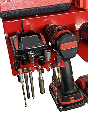 Drill Organizer Rack | Cordless Drill Wall Mount Wall Charging Station Shelf & Drill Bit Storage | Holds 2 Drills, 1 Charger, 21 Bit Holes | Compatible with All Cordless Drill Brands | MADE IN USA | The Storepaperoomates Retail Market - Fast Affordable Shopping