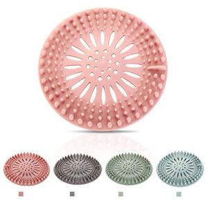 4 Pack Shower Drain Hair Catcher,Durable Shower Drain Cover Protectors Silicone Hair Clog Stopper for Bathroom Bathtub Kitchen Easy to Install and Clean Suit (Pink, Coffee Color, Green, Cyan)