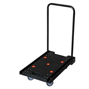 Hand Truck/Black Mute Flatbed Cart/Folding Trolley Cart/Wear-resistant PU Four Wheel/Pull The Tool Cart/Save Effort Trolley/Load 120KG