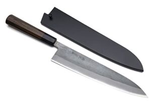 Yoshihiro Kurouchi Black-Forged Blue Steel Stainless Clad Gyuto Chefs Knife (8.25” (210mm) & Saya)