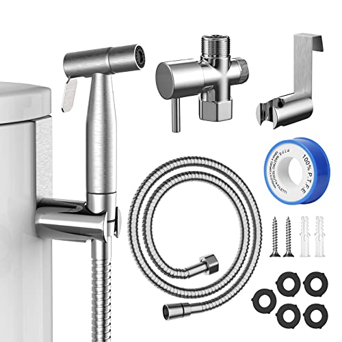 Bidet Sprayer for Toilet Handheld with Hose, Stainless Steel Sprayer Attachment for Feminine Wash, Baby Diaper Cloth Washer and Shower Sprayer for Pet, Wall or Toilet Mount | The Storepaperoomates Retail Market - Fast Affordable Shopping
