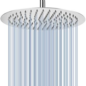 Voolan Rainfall Shower Head – High Flow Showerhead Made of 304 Stainless Steel – Universal Wall and Ceiling Mount(12 Inch, Chrome)