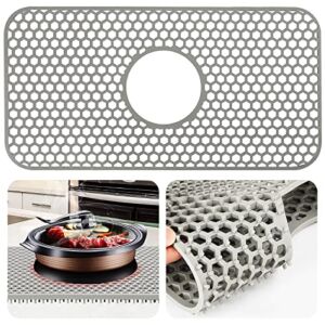 Kitchen Sink Mat, 25” x 13” Silicone Sink Mat Sink Mats for Bottom of Kitchen Sink, Non-Slip Kitchen Sink Protector Mats Silicone Sink Mat for Farmhouse Sink Stainless Steel Sink