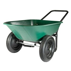 Marathon Yard Rover – 2 Tire Wheelbarrow Garden Cart – Green/Black