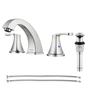 PARLOS Widespread Double Handles Bathroom Faucet with Pop Up Drain and cUPC Faucet Supply Lines, Brushed Nickel, Doris 14172