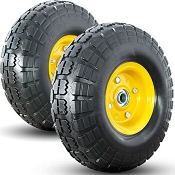 4.10/3.50-4 tire and Wheel,10″ Flat Free Solid Tire Wheel with 5/8″ Bearings,2.1″ Offset Hub,for Gorilla Cart,Garden Carts,Dolly,Trolley,Dump Cart,Hand Truck/Wheelbarrow/Garden Wagon(2-Pack) | The Storepaperoomates Retail Market - Fast Affordable Shopping