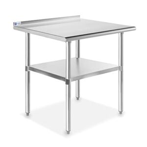 GRIDMANN Stainless Steel Kitchen Prep Table 30 x 24 Inches with Backsplash & Under Shelf, NSF Commercial Work Table for Restaurant and Home