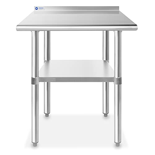 GRIDMANN Stainless Steel Kitchen Prep Table 30 x 24 Inches with Backsplash & Under Shelf, NSF Commercial Work Table for Restaurant and Home | The Storepaperoomates Retail Market - Fast Affordable Shopping