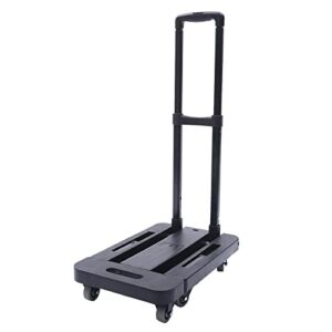Folding Hand Truck, 6 Wheels Fold Up Hand Cart,Portable Heavy Duty Luggage Cart with Rubber Wheels,Foldable Trolley Household Flat-Panel Trolley Truck,Maxload 220lb (Black)