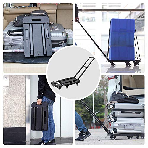 Lemonda 6 Wheels Folding Hand Truck with 2 Elastic Ropes ,400lbs Heavy Duty Luggage Cart,Utility Dolly Platform Cart for Car House Office Luggage Moving | The Storepaperoomates Retail Market - Fast Affordable Shopping