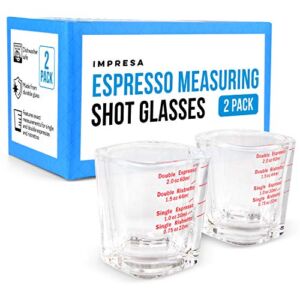 [2 Pack] Espresso Measuring Shot Glasses for Baristas or Home Use – Dishwasher Safe Espresso Shot Glasses 2oz
