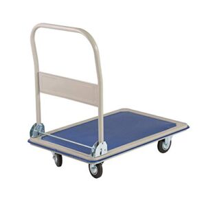 Koreyosh 660LB Folding Platform cart Rolling Flatbed cart Moving Push Hand Truck for Warehouse basements, Blue
