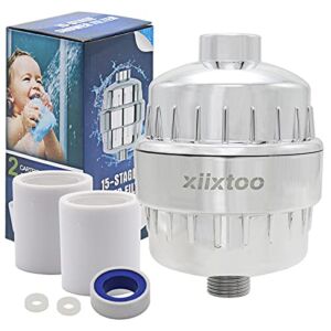 xiixtoo 15 Stage Hard Water Filter for Shower Head, Shower Filter High Output Shower Head Water Filters-with 2 cartridges