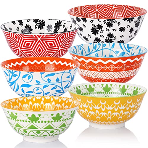 Vivimee Porcelain Cereal Bowls Set of 6, 24 Ounce Colorful Soup Bowls, Ceramic Oatmeal Bowls for Cereal, Soup, Pasta, Oatmeal, Salad and Rice, Microwave and Dishwasher Safe Eating Bowls for Kitchen | The Storepaperoomates Retail Market - Fast Affordable Shopping