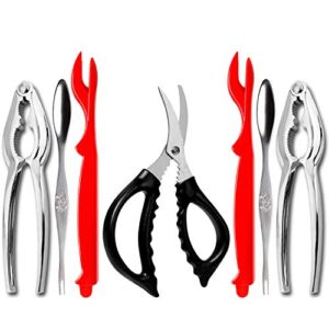 7Pcs Seafood Tools Set including 4 Forks and 2 Lobster Crackers Nut Cracker 1 Seafood Scissors