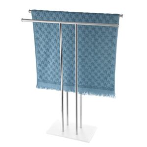 JQK Bath Towel Holder Stand Brushed, 30 Inch Free Standing Double Towel Rack Shelf for Bathroom Floor, Brushed Steel, BTH100L30-WN