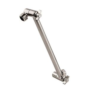 Lordear Solid Brass Brushed Nickel 11 Inch Wall Mounted Extender Rainfall Adjustable Extension Shower Head Arm, Easy for Any Shower Angles Straight Shower Arm
