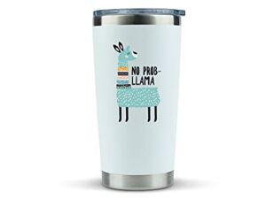 Llama Gifts for Women – “No Probllama” 20oz Travel Coffee Mug/Tumbler- Idea for Llama Lover, Men, Decor