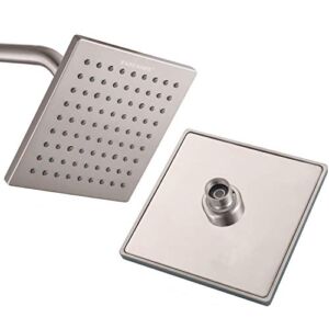 Luxury Square Rain Shower Head with 6-inch Rainfall Face, Stainless Steel Back, Brass Swivel Joint, Full Brushed Nickel Finish