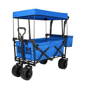 Carts with Wheels Foldable with Removable Canopy,Collapsible Cart with Wheels for Groceries, Sand, Garden, Camping