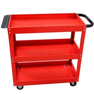 WUYUESUN Multifunction Portable Hand Trucks Recycling Vehicles,Tool Trolley Cart 3-Tier Industrial Grade Organizer Multifunction Service Workshop Tool Cabinet, Bearing 100Kg, 700X350X765Mm,Red