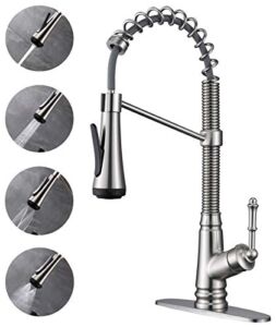 Single Handle Kitchen Sink Faucet with Pull Down Sprayer, Single Level Pull Out Kitchen Faucet, Brushed Nickel