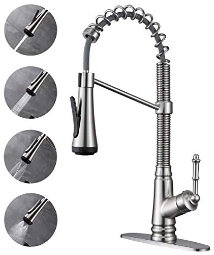 Single Handle Kitchen Sink Faucet with Pull Down Sprayer, Single Level Pull Out Kitchen Faucet, Brushed Nickel | The Storepaperoomates Retail Market - Fast Affordable Shopping