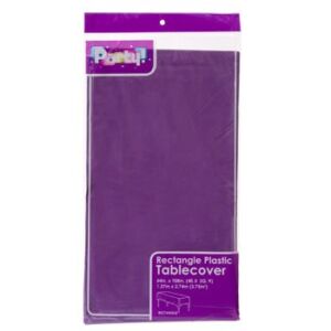 3-PACK DISPOSABLE PLASTIC TABLE COVERS / TABLECLOTHS (PURPLE)