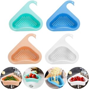 4 PCS Swan Drain Basket for Kitchen Sink, CICITOYWO Multifunctional Food Strainers Garbage Disposal Corner Triangle Sink Filter Rack, Upgrade Large Size Fits Most Sinks(4 PCS Colorful B)