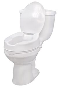 Drive Medical Raised Toilet Seat with Lock and Lid, Standard Seat, 4″