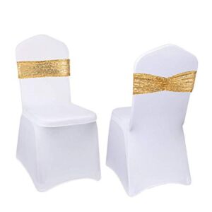 Eternal Beauty Set of 20 Sequin Chair Sashes Gold Chair Sashes for Wedding Hotel Party Banquet Chairs Decorations
