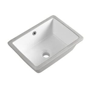 16 Inch Undermount Bathroom Sink Small Rectangle Undermount Sink White Ceramic Under Counter Bathroom Sink with Overflow (15.70″x11.69″)