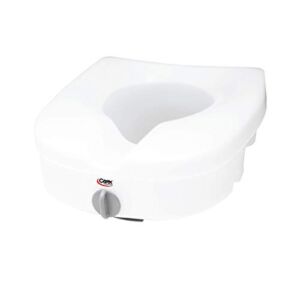 Carex Health Brands E-Z Lock Raised Toilet Seat, Adds 5 Inches to Toilet Height, Elderly and Handicap Toilet Seat Riser, Round Or Elongated Toilets, White