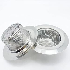 Deeper Section (1.6 inches) Sink Strainer, Stainless Steel Kitchen Sink Drain Strainer，Large Wide Edge 4.4″ Diameter,Kitchen Sink Strainer Basket Catcher，Mesh Stopper Sink (Pack of 2)