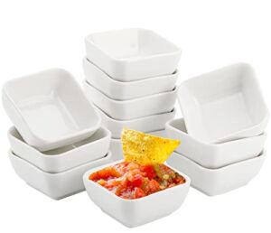 Lawei 12 Packs Ceramic Dip Bowls Set – 3 oz Condiments Server Dishes Mini Bowls Soy Sauce Dish for Sauce, Vinegar, Ketchup, BBQ and Party Dinner