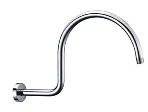 Purelux High Arc Shower Arm Water Outlet PJ1611 with Gasket Flange 17 Inches Long Reach Made of Stainless Steel, Chrome Finish Rainfall Shower Head Extension