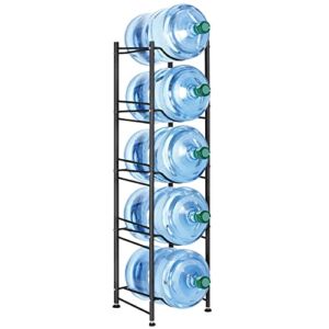 MOOACE 5-Tier Water Jug Rack, 5 Gallon Detachable Water Bottle Holder Organizer Storage Rack, Black