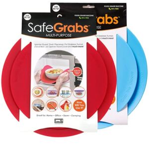 Safe Grabs 2 Color Bundle: Original Multi-Purpose Silicone Microwave Mat | As Seen on Shark Tank, GMA & The View (BPA Free, Heat Resistant, Dishwasher Safe), Blue & Red